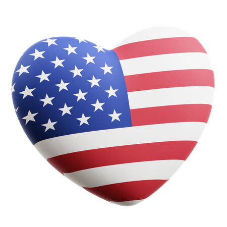 American Flag Heart  3D Icon