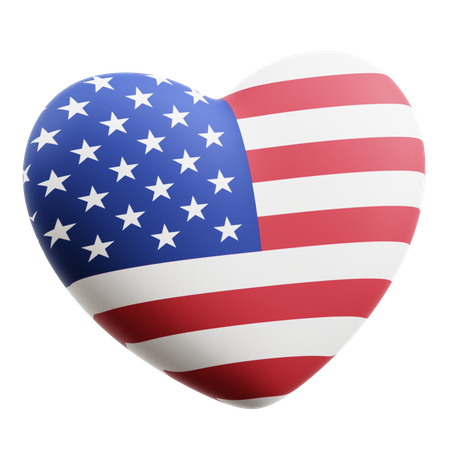 American Flag Heart  3D Icon
