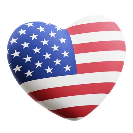 American Flag Heart  3D Icon