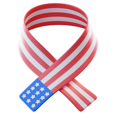 3 D Illustration American Flag Ribbon 3D Icon