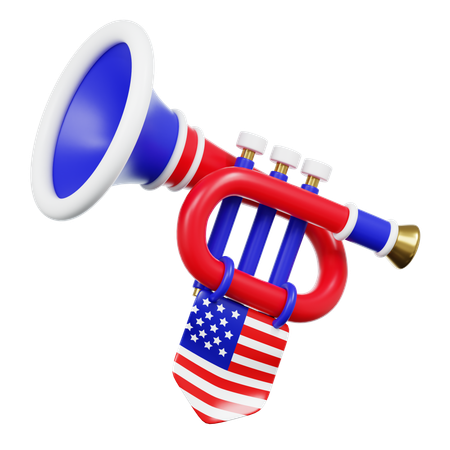 American Flag Trumpet  3D Icon