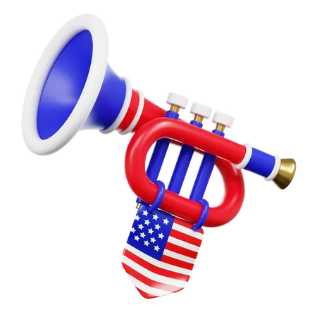 American Flag Trumpet  3D Icon