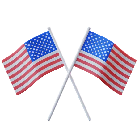3 D Illustration American Flags 3D Icon