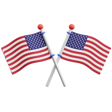 American Flags  3D Icon