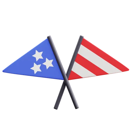 American Flags Decoration  3D Icon