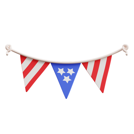 American Flags Ornament  3D Icon