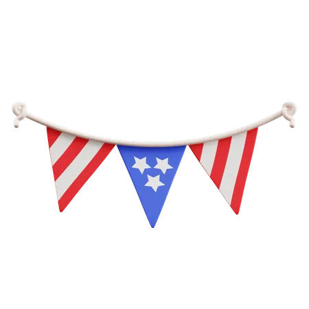 American Flags Ornament  3D Icon