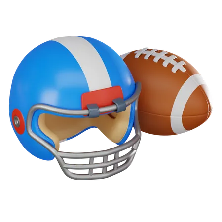 American Football Helmet And Ball Perfect For Representing Team Spirit Sports Gear And The Thrill Of The Game 3 D Render Illustration 3D Icon