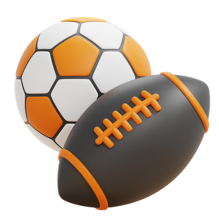 American Football And Soccer Ball  3D Icon