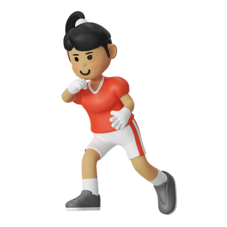 アメリカンフットボールのディフェンスガール  3D Illustration