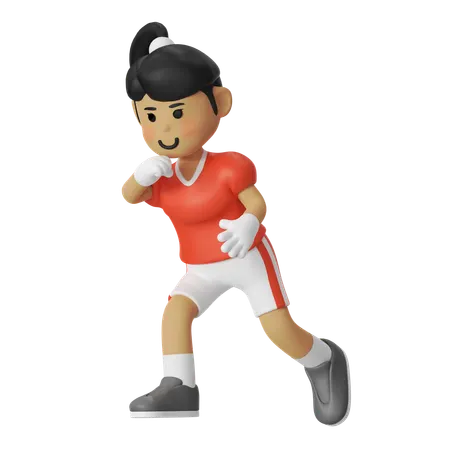 アメリカンフットボールのディフェンスガール  3D Illustration