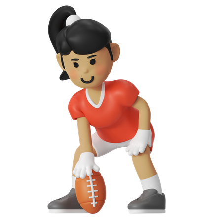 アメリカンフットボールハットポーズガール  3D Illustration