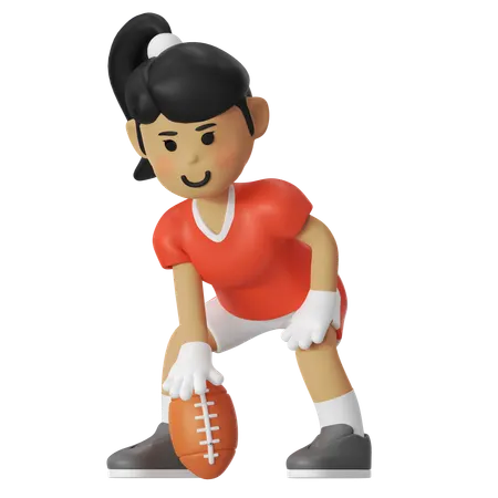 アメリカンフットボールハットポーズガール  3D Illustration