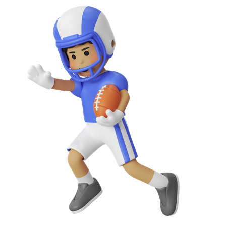 アメリカンフットボールのオフェンスの少年  3D Illustration