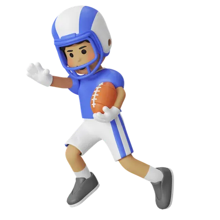 アメリカンフットボールのオフェンスの少年  3D Illustration