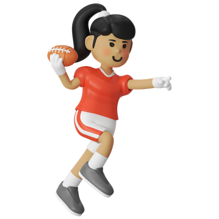 アメリカンフットボールのパスボールガール  3D Illustration