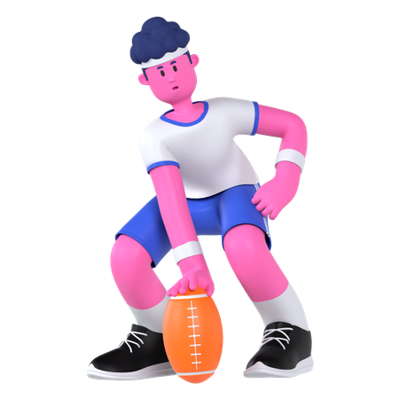 American Football Player  3D Illustration