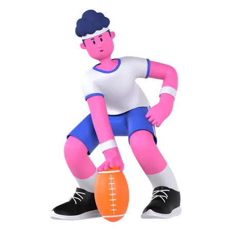 American Football Player  3D Illustration