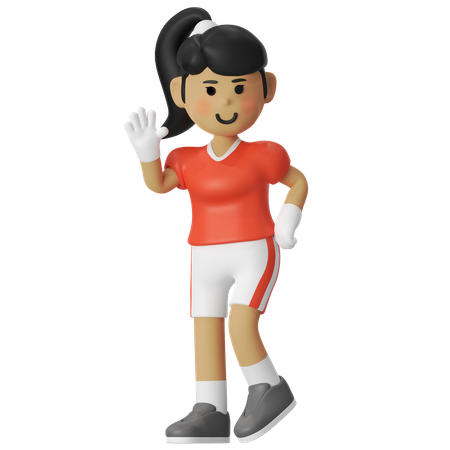 女の子に挨拶するアメリカンフットボール選手  3D Illustration