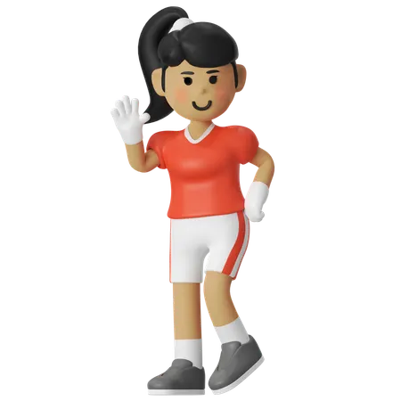 女の子に挨拶するアメリカンフットボール選手  3D Illustration