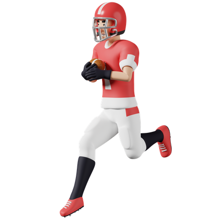 American football player Hold a ball and jump  3D Icon