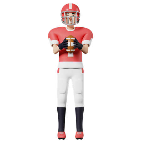 American football player Hold a ball with both hands  3D Icon