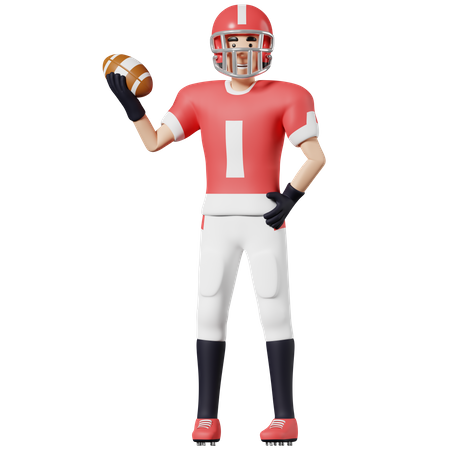 American football player Hold ball in one hand  3D Icon