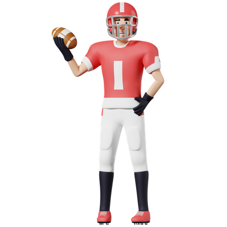 American football player Hold ball in one hand  3D Illustration