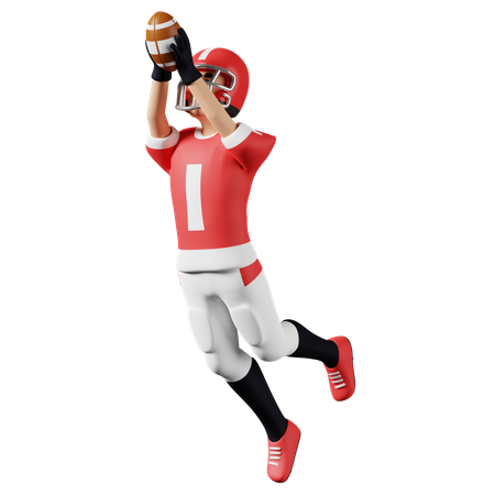 American football player Jump and catch the ball  3D Icon