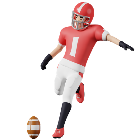 American football player Kicking ball  3D Illustration