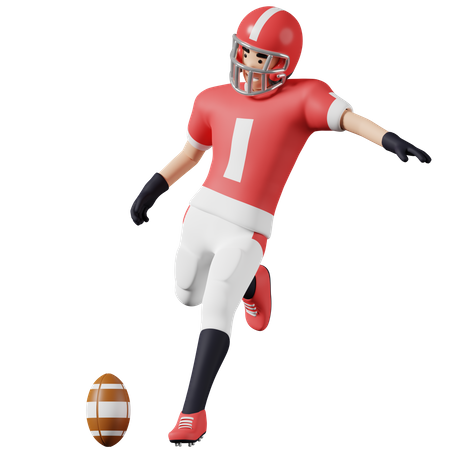 American football player Kicking ball 3D Illustration