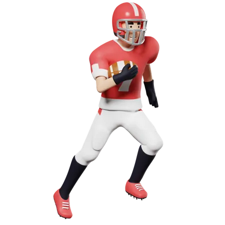 American football player Run with the ball  3D Illustration