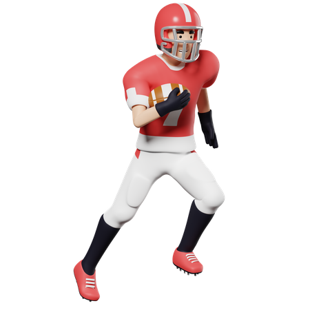 American football player Run with the ball 3D Illustration