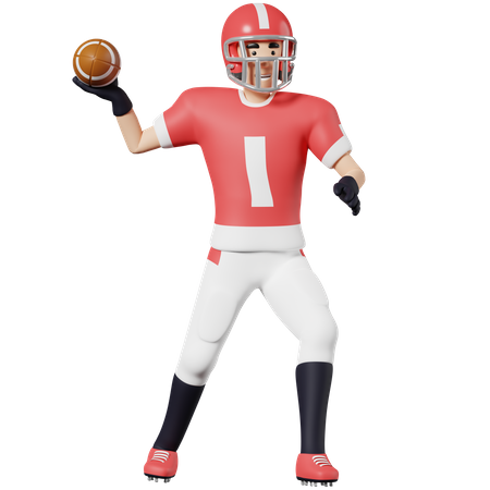 American football player Throwing ball  3D Icon