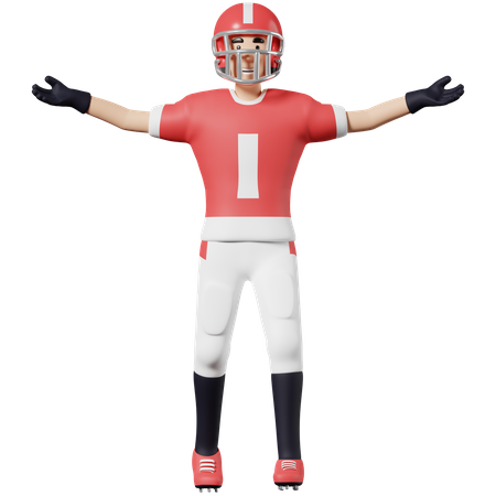 American football players Celebrate victory with open arms  3D Icon
