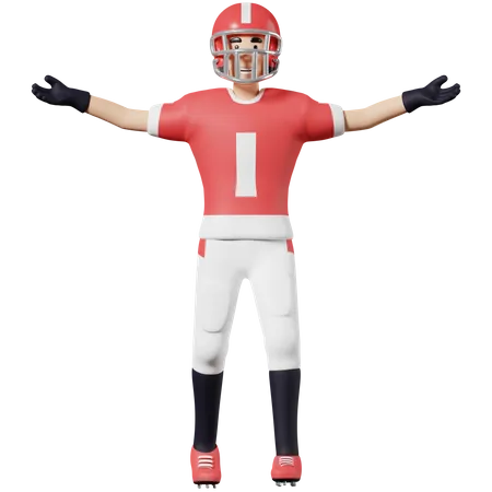 American football players Celebrate victory with open arms  3D Illustration