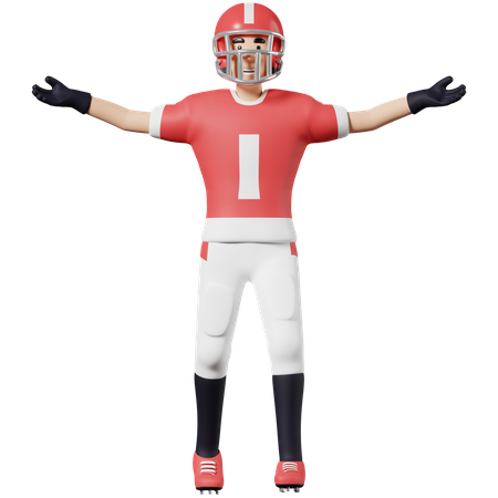 American football players Celebrate victory with open arms 3D Illustration