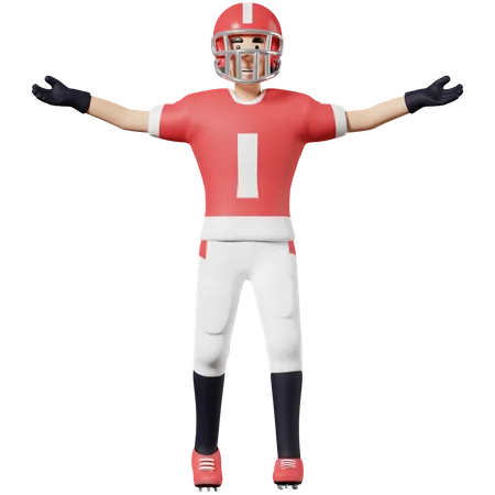 American football players Celebrate victory with open arms 3D Illustration