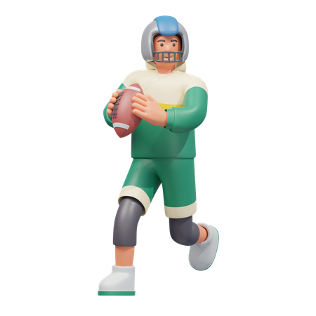 American Football Run  3D Illustration