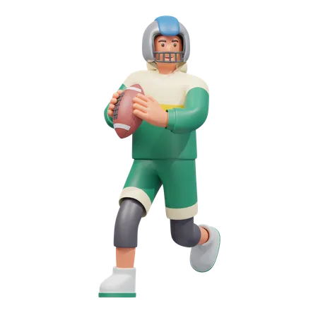 American Football Run  3D Illustration