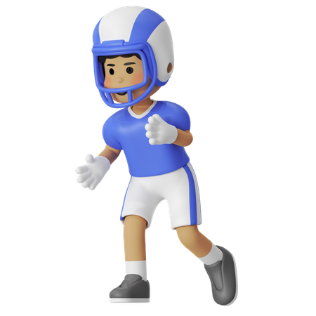 American Football Sprint Running Boy  3D Illustration