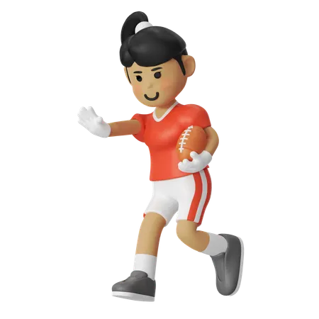 American Football Strike Girl  3D Illustration