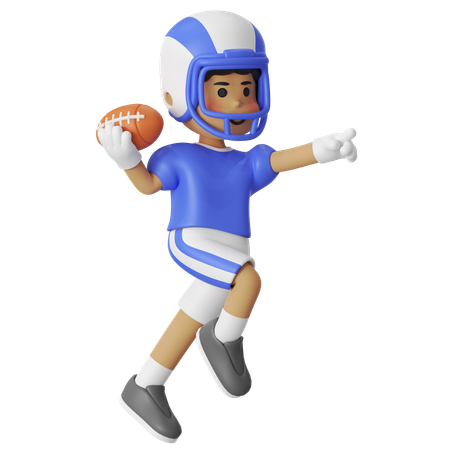 American Football Throw the ball Boy  3D Illustration