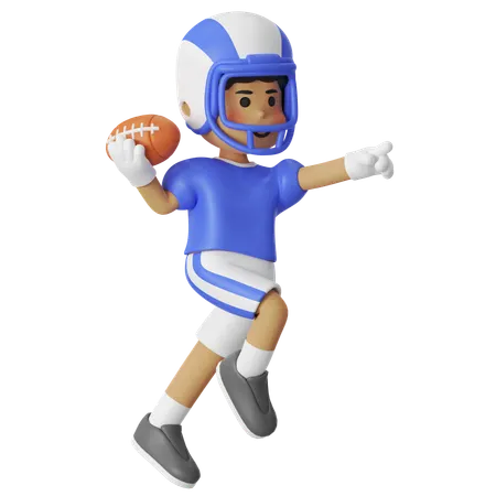 American Football Throw the ball Boy  3D Illustration