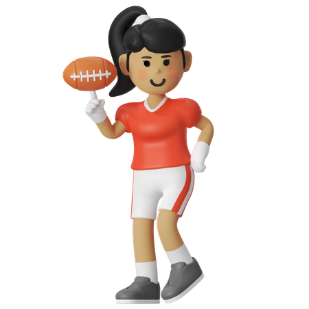 アメリカンフットボール トリックボールガール  3D Illustration