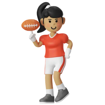 アメリカンフットボール トリックボールガール  3D Illustration