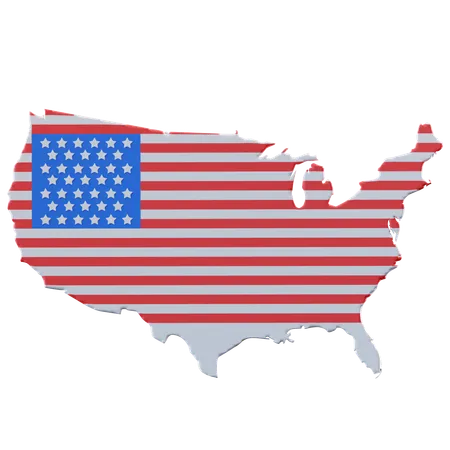 3 D Illustration American Map 3D Icon