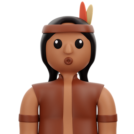 American Native Man 3D Icon