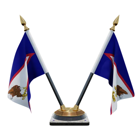 American Samoa Double Desk Flag Stand 3D Illustration
