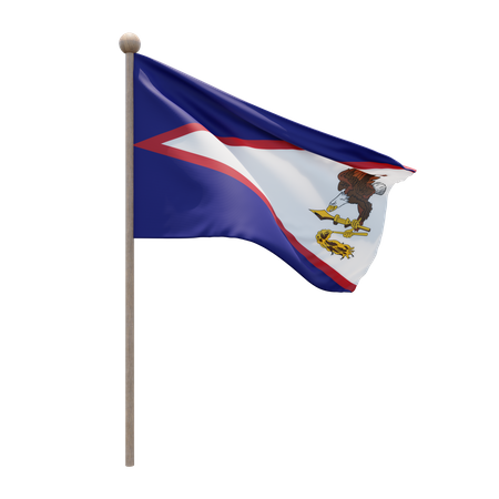 American Samoa Flag Pole  3D Flag